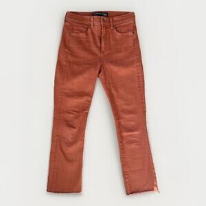 Veronica Beard Carly Kick Flare Hgh-Rise Jeans Women's Size 28/6 Rust Raw Hem